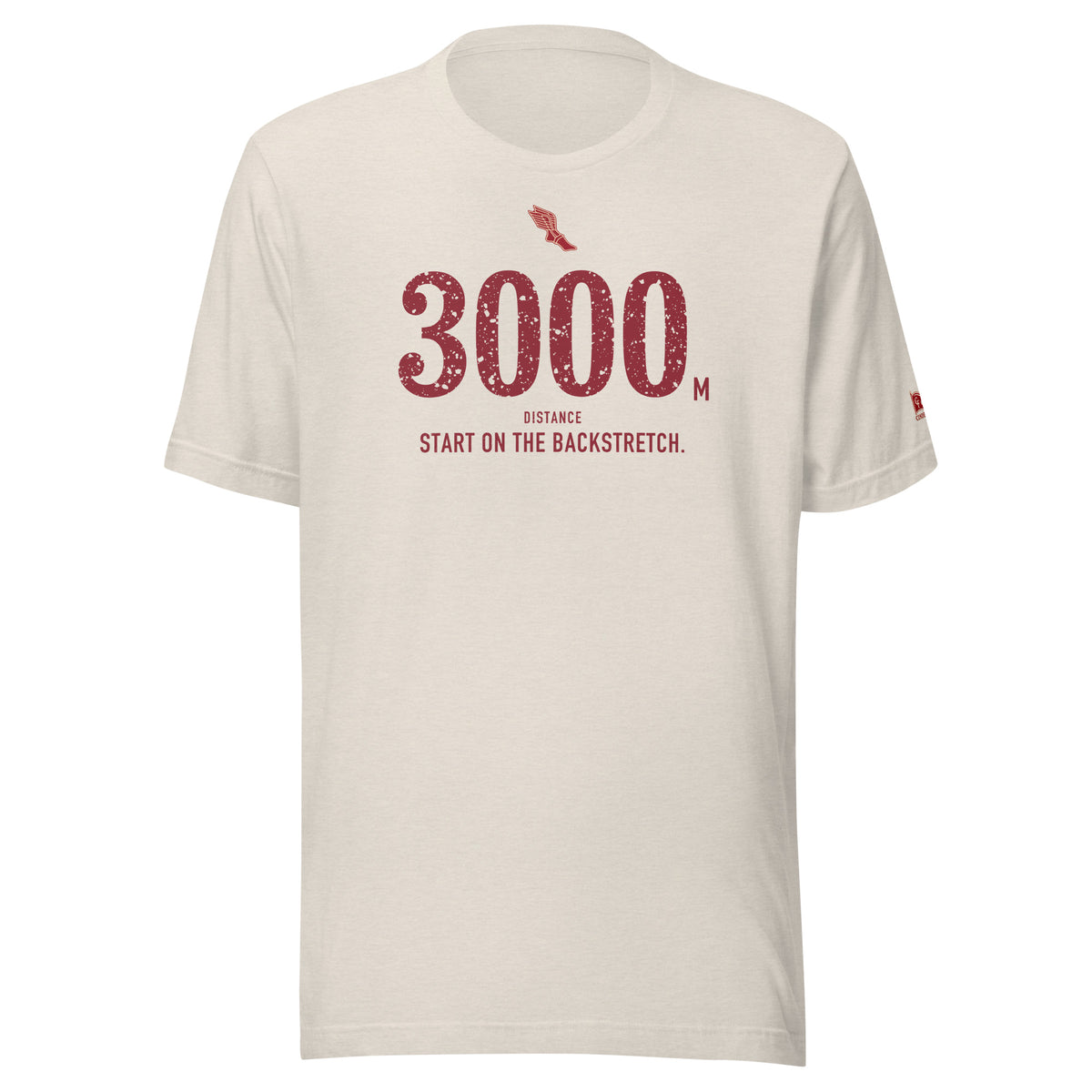 3000 m, Start on the Backstretch: Heather Dust tee, front