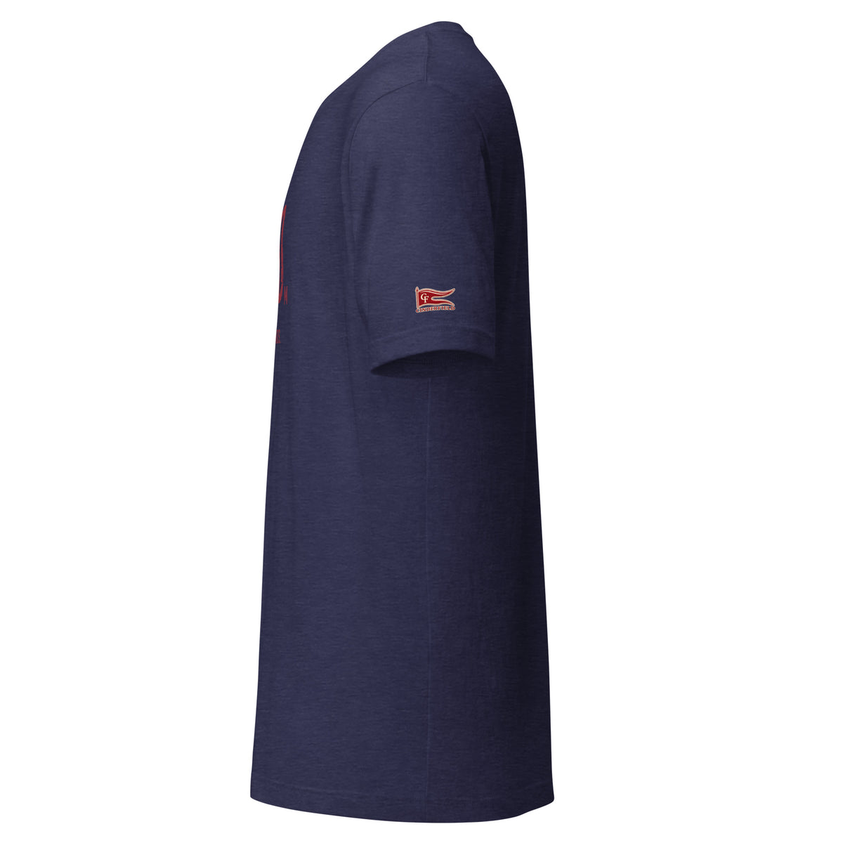 100 m HURDLES, Three Steps in Between: Heather Midnight Navy tee, left sleeve