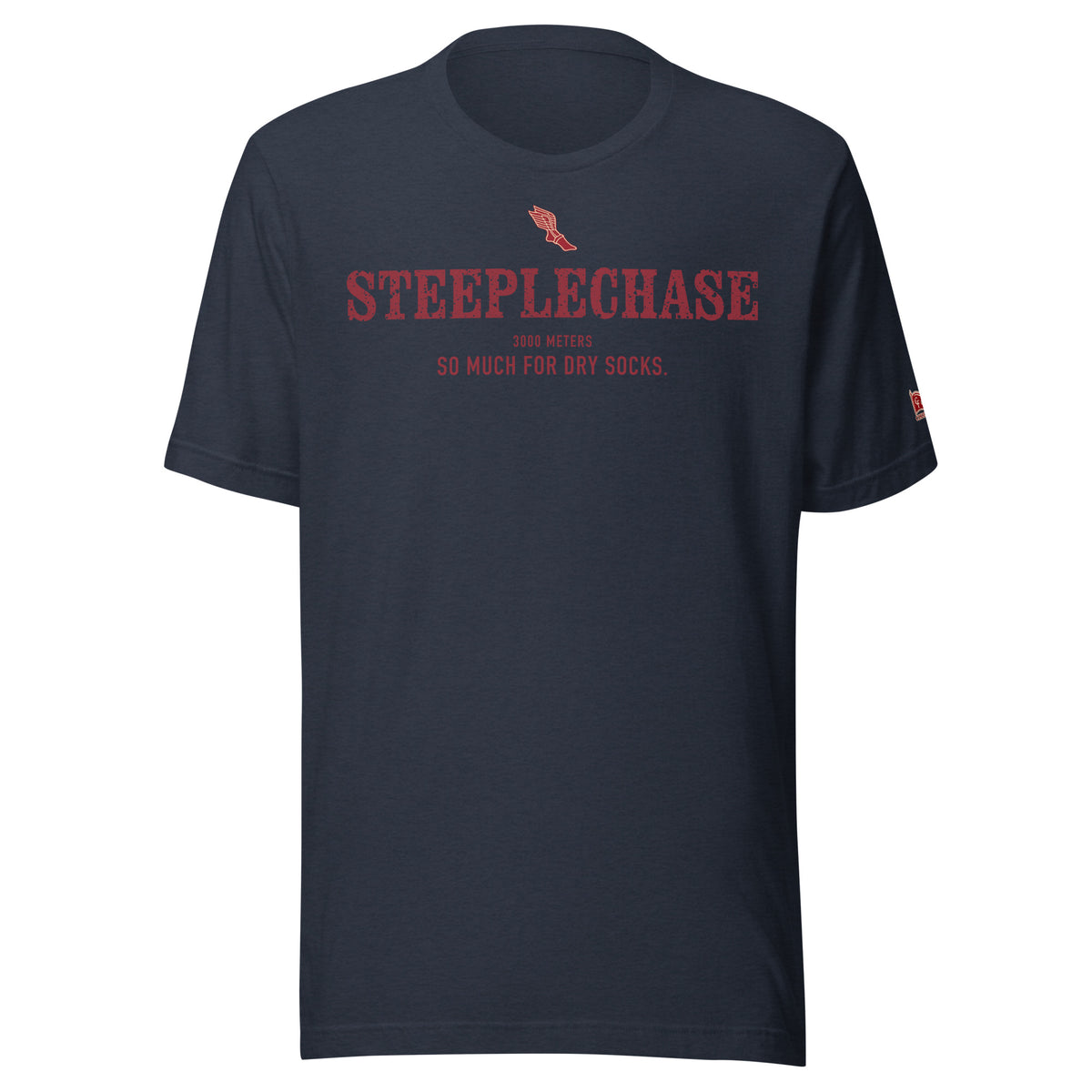 STEEPLECHASE, So Much for Dry Socks: Heather Navy tee, front