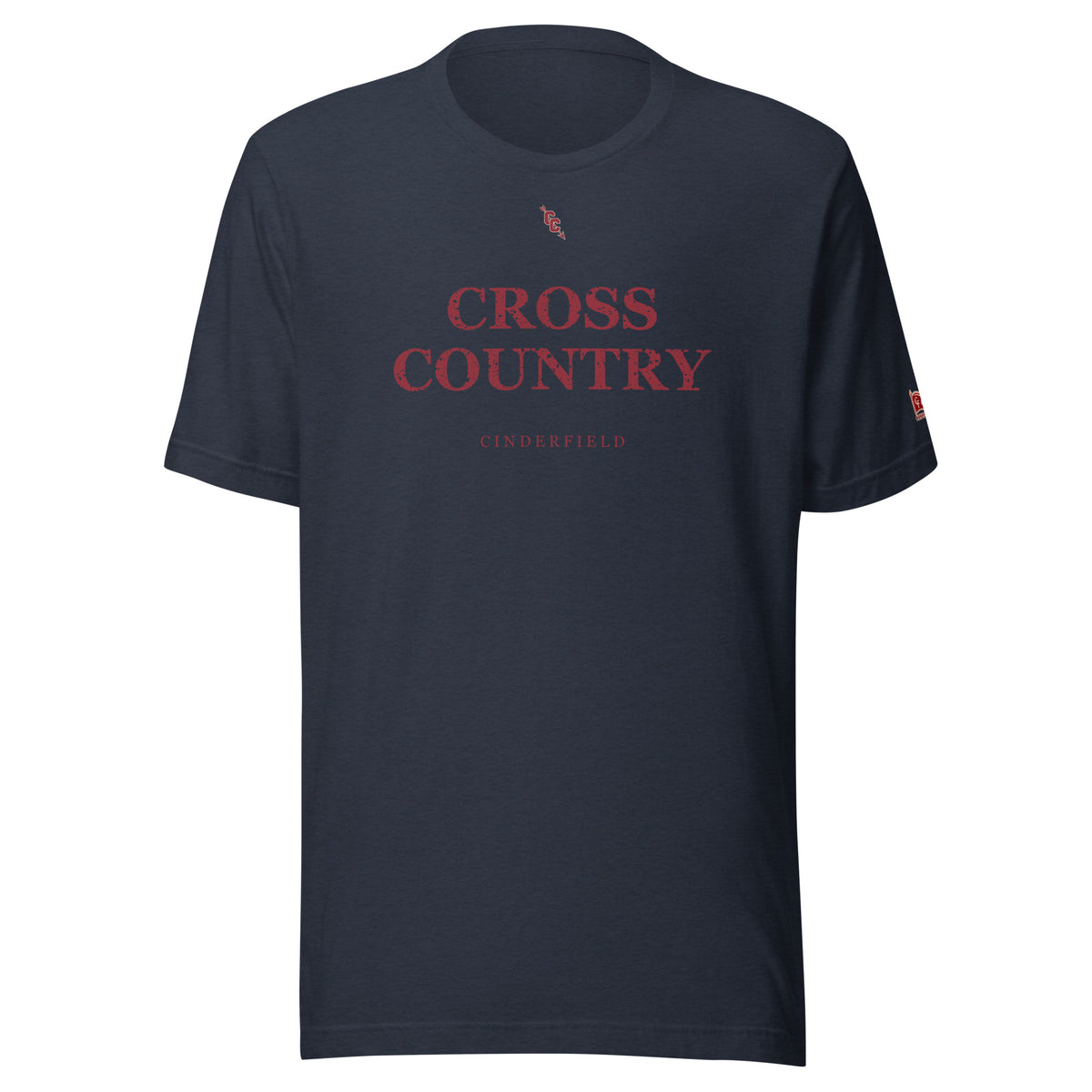 Cross Country Signature: Heather Navy tee, front