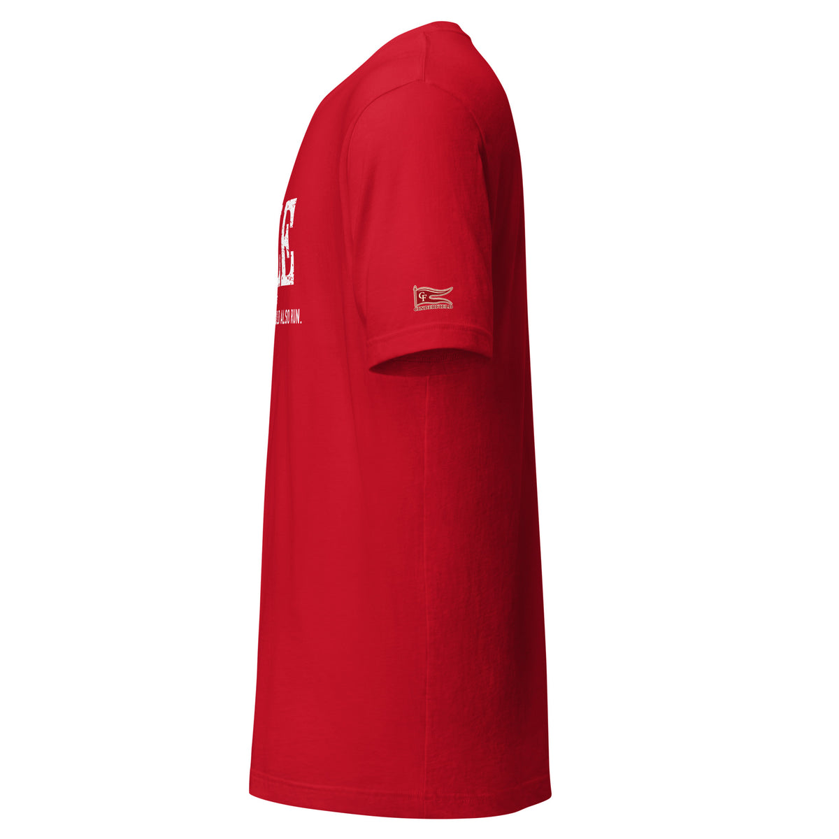 MILE, Bannister Ran So We Could Also Run: Red tee, left sleeve