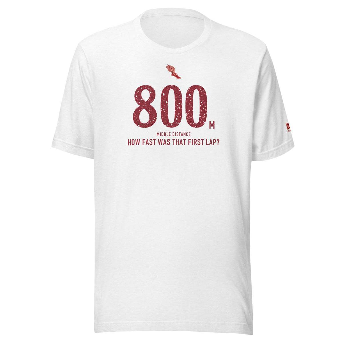 4 × 800 m RELAY, Two Laps Each: Solid White Blend tee, front