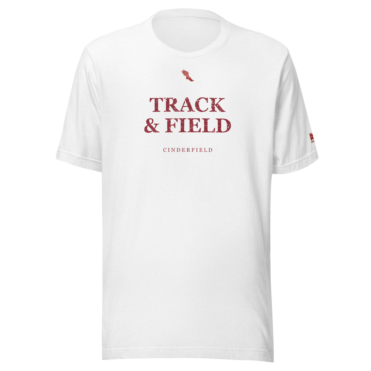 Track & Field Signature: Solid White Blend tee, front