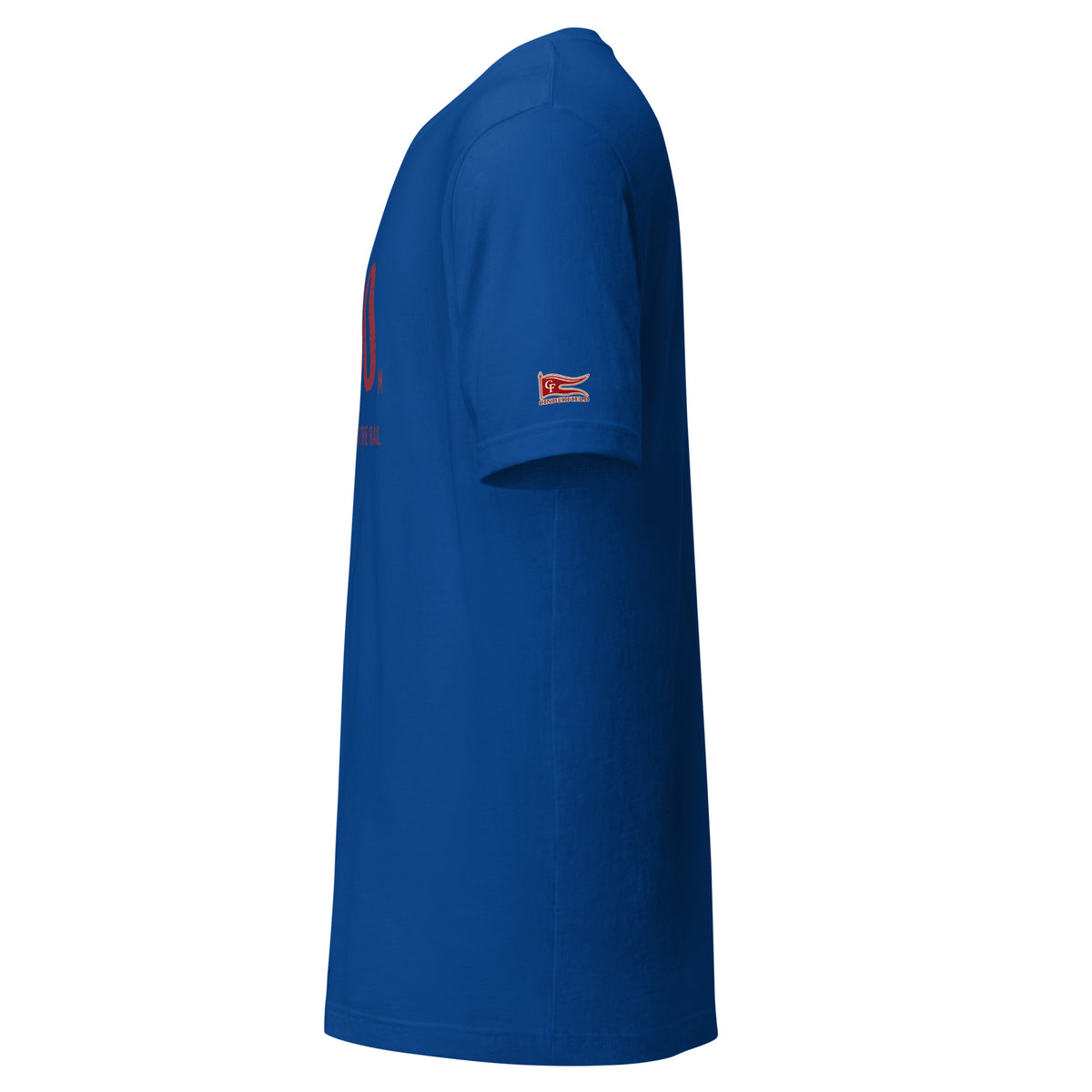 1600 m, Bell Lap. Everyone to the Rail.: True Royal tee, left sleeve