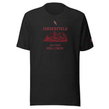 Cross Country Hill Crew: Black Heather tee, front