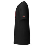 1600 m, Bell Lap. Everyone to the Rail.: Black Heather tee, left sleeve