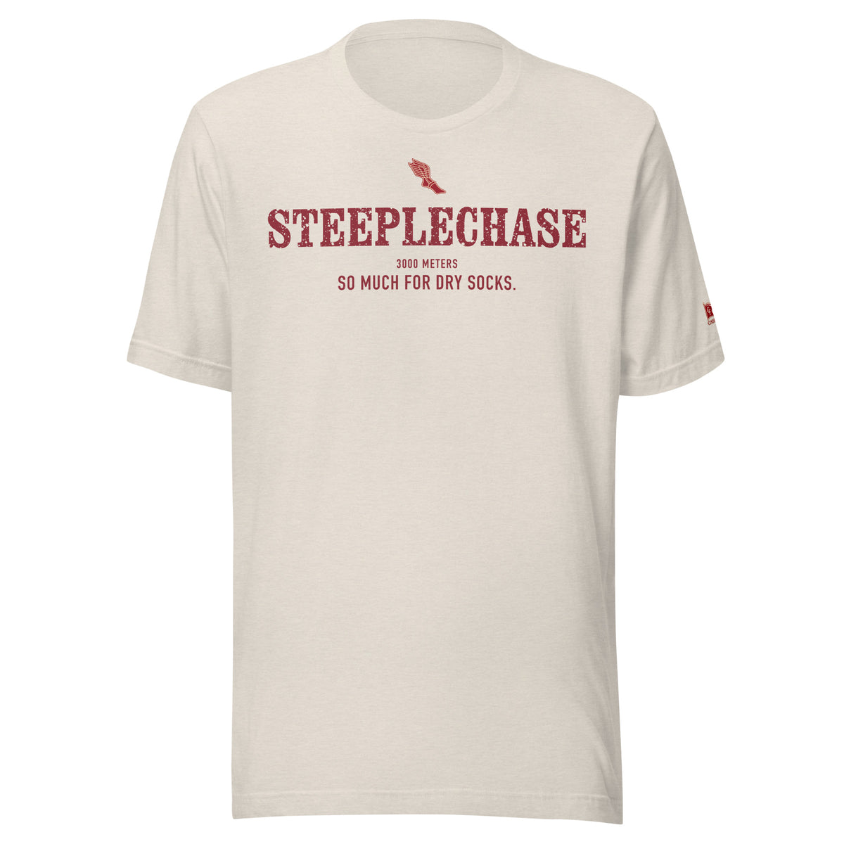 STEEPLECHASE, So Much for Dry Socks: Heather Dust tee, front