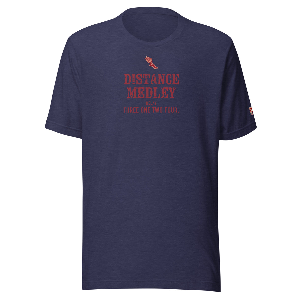 DISTANCE MEDLEY RELAY, Three One Two Four: Heather Midnight Navy tee, front