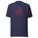 100 m, Fullest of Sends: Heather Midnight Navy tee, front