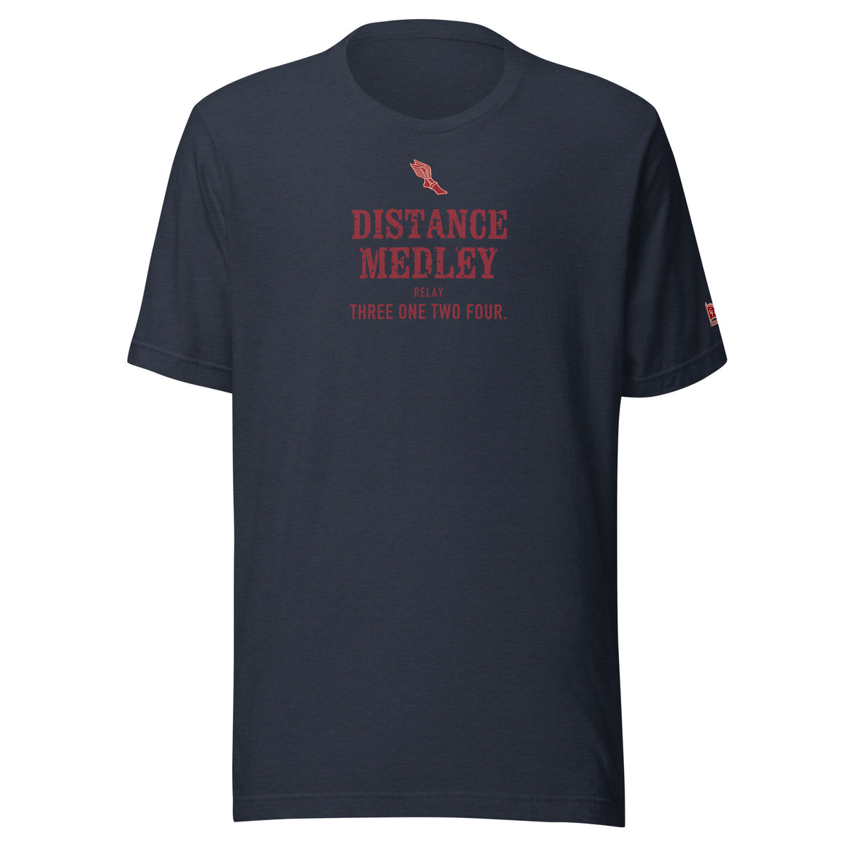 DISTANCE MEDLEY RELAY, Three One Two Four: Heather Navy tee, front