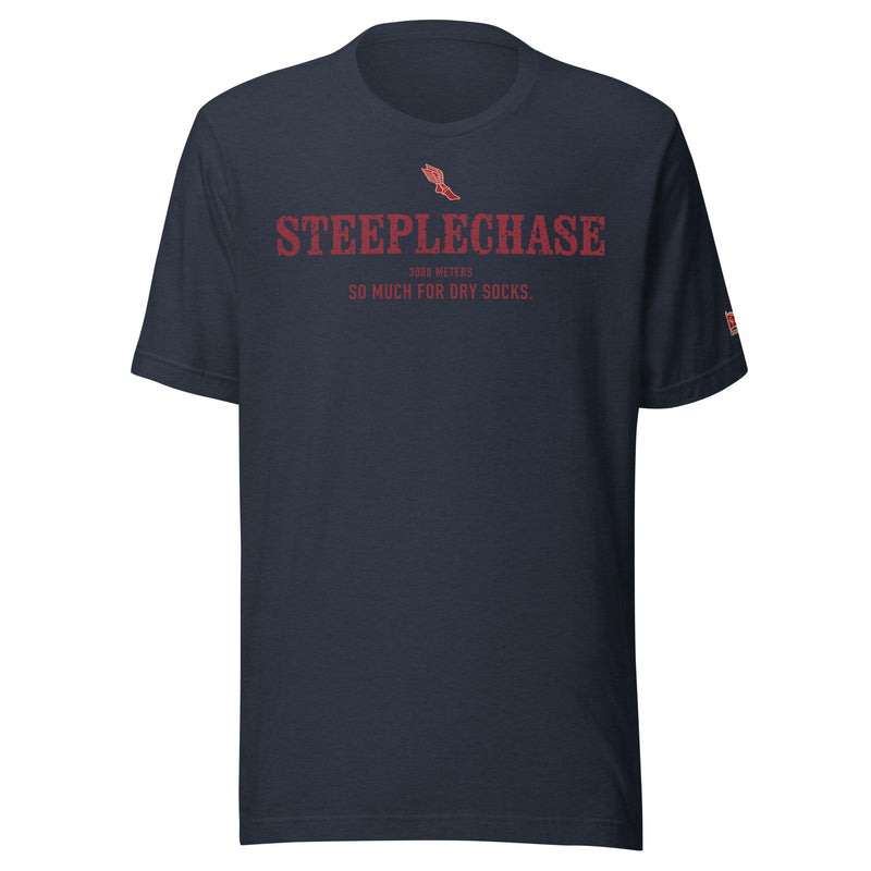 STEEPLECHASE, So Much for Dry Socks: Heather Navy tee, front