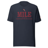 MILE, Bannister Ran So We Could Also Run: Heather Navy tee, front