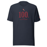100 m, Fullest of Sends: Heather Navy tee, front