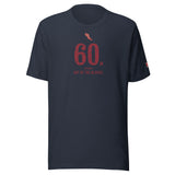 60 m, Out of the Blocks: Heather Navy tee, front