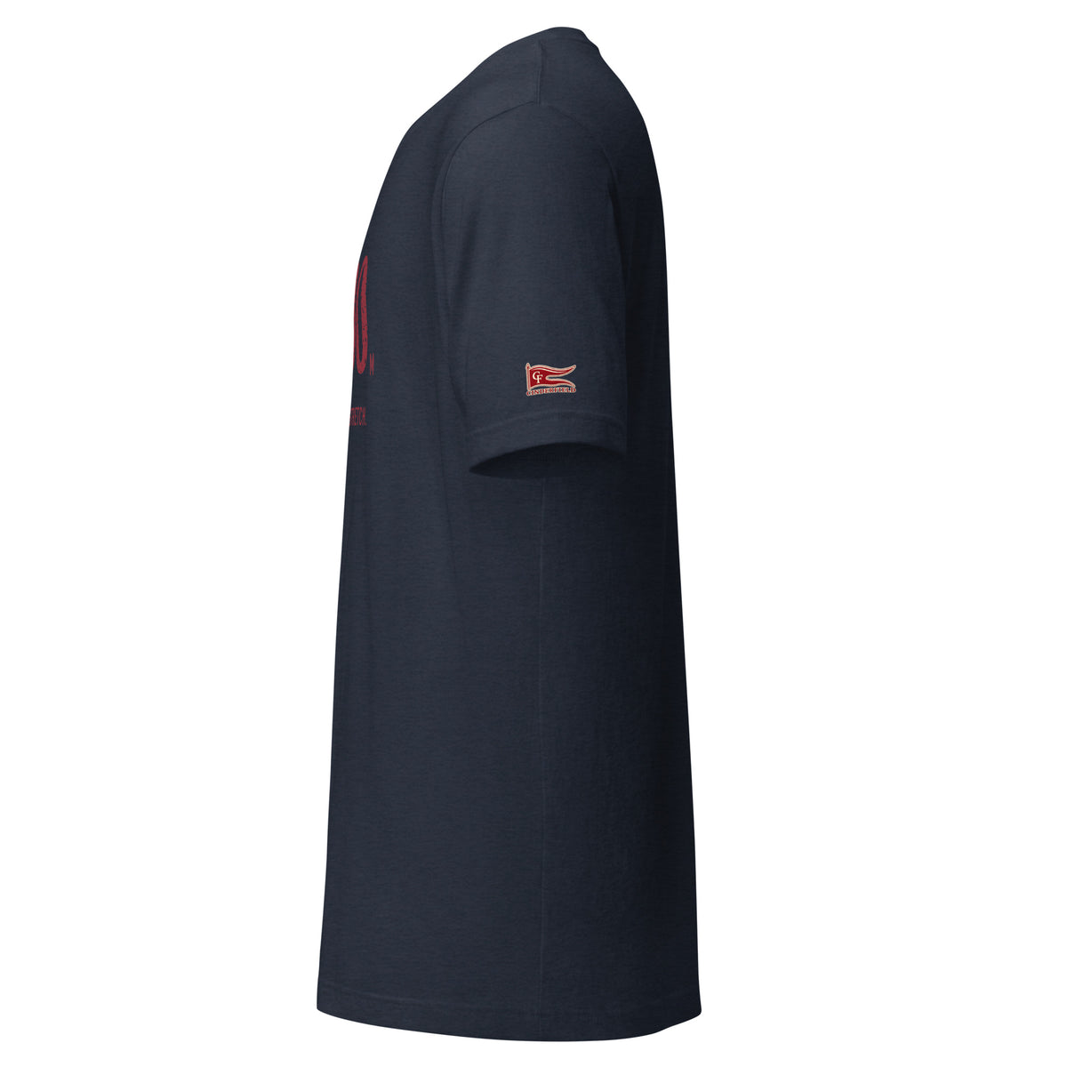 3000 m, Start on the Backstretch: Heather Navy tee, left sleeve