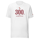 300 m HURDLES, No Room to Stutter: Solid White Blend tee, front