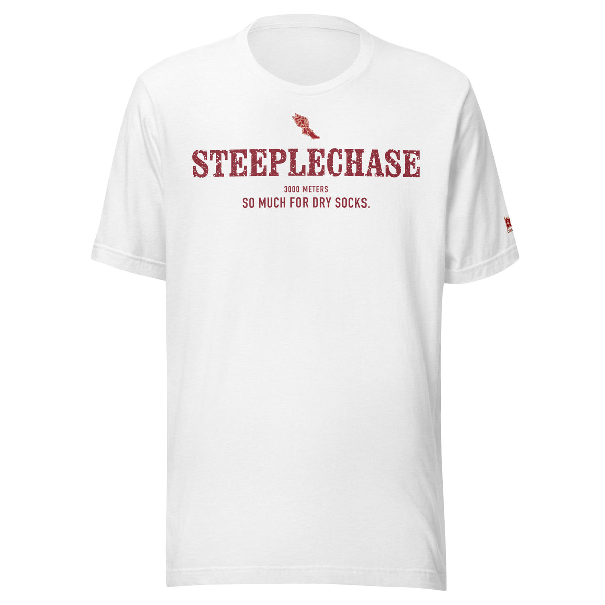 STEEPLECHASE, So Much for Dry Socks: Solid White Blend tee, front