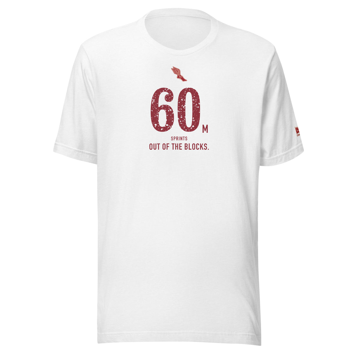 60 m HURDLES, Off the Fifth. Go.: Solid White Blend tee, front