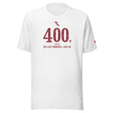 400 m, The Last Hundred. Lock In.: Solid White Blend tee, front
