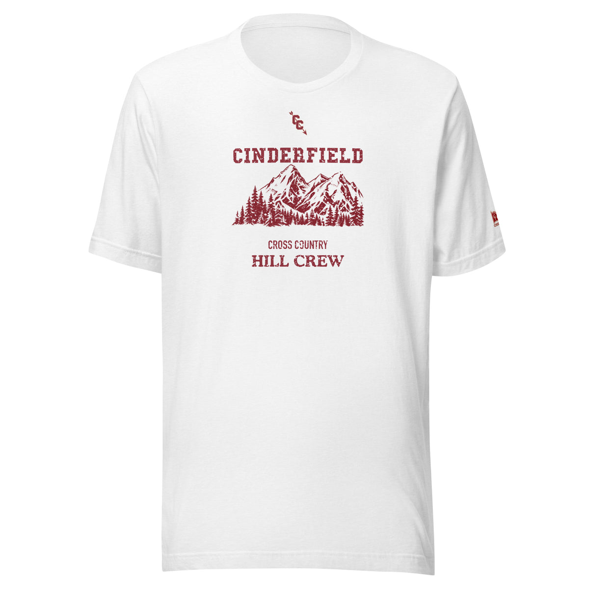 Cross Country Hill Crew: Solid White Blend tee, front