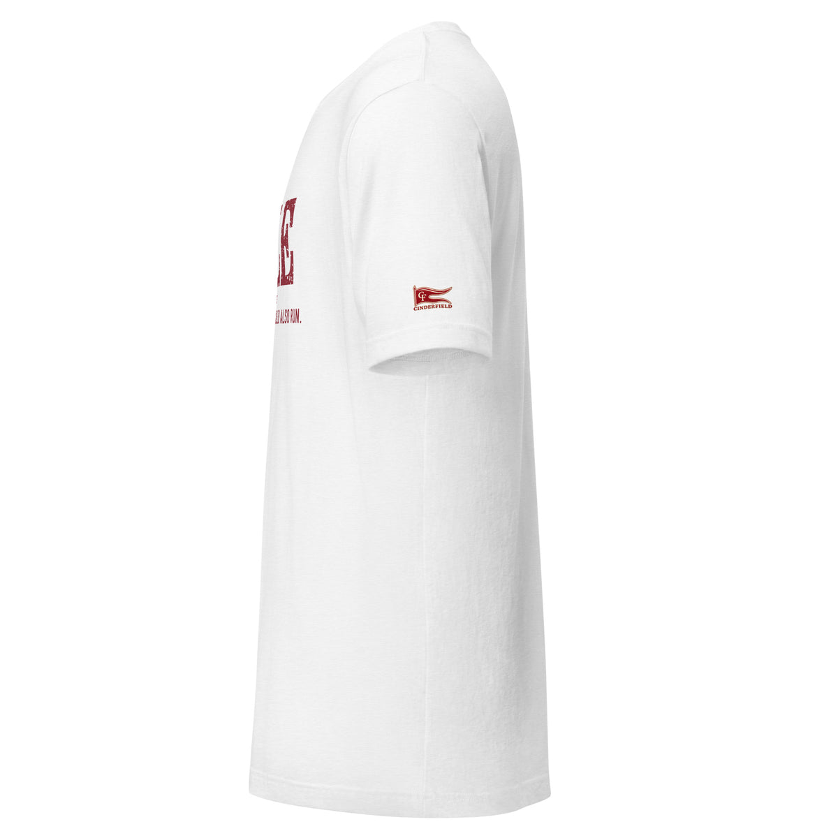 MILE, Bannister Ran So We Could Also Run: Solid White Blend tee, left sleeve