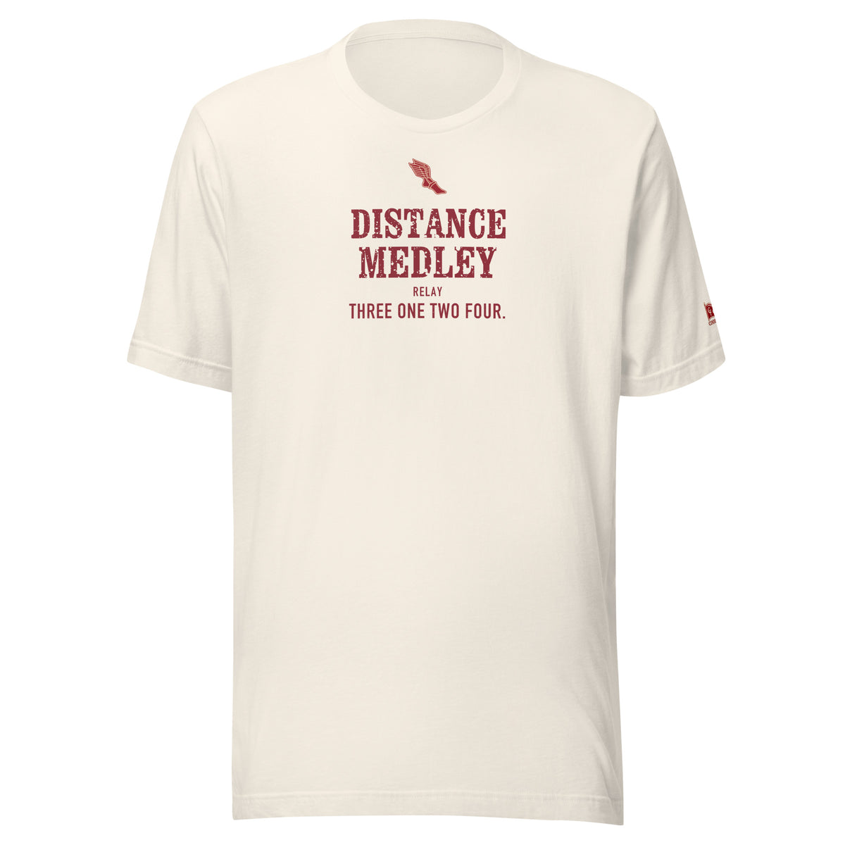 DISTANCE MEDLEY RELAY, Three One Two Four: Vintage White tee, front