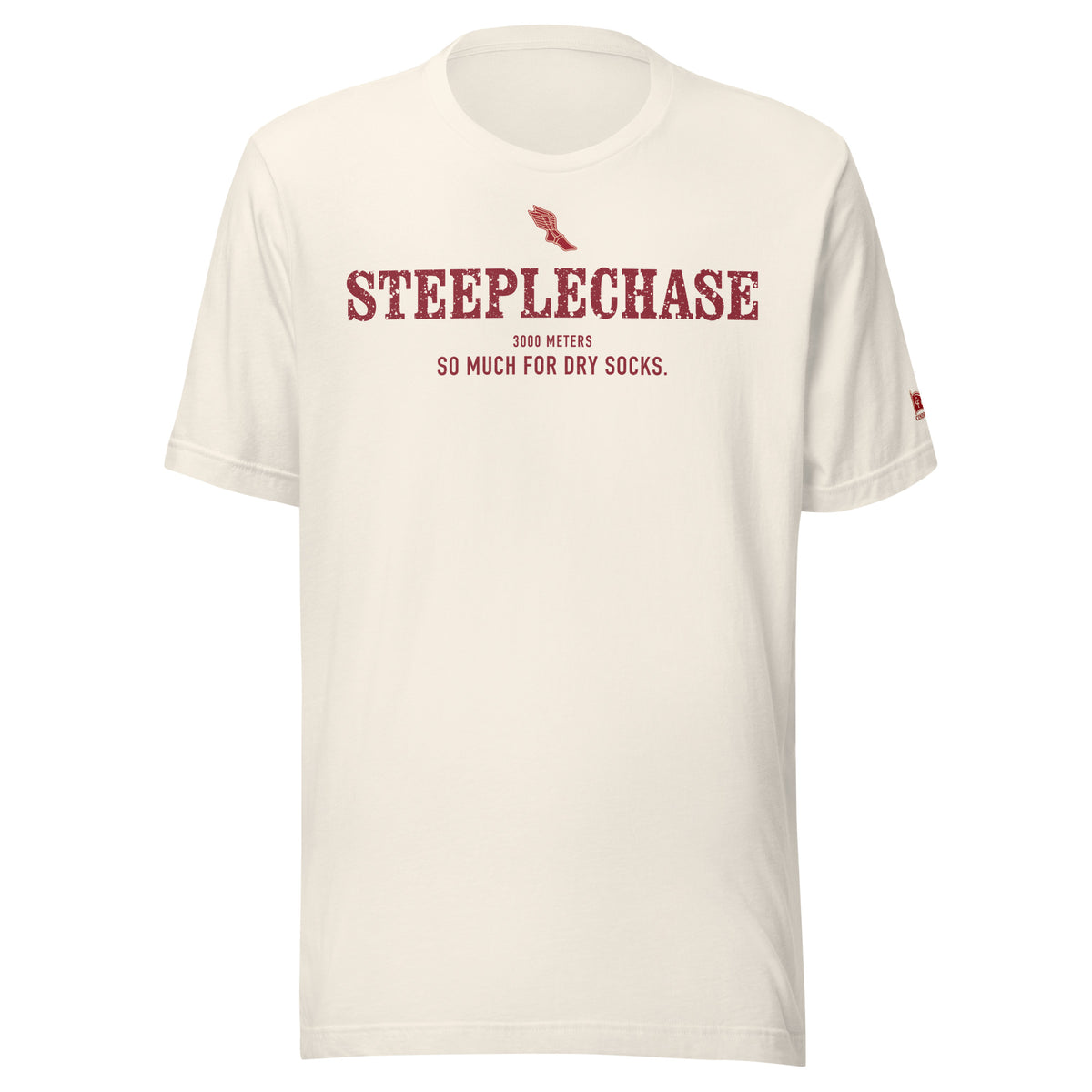 STEEPLECHASE, So Much for Dry Socks: Vintage White tee, front