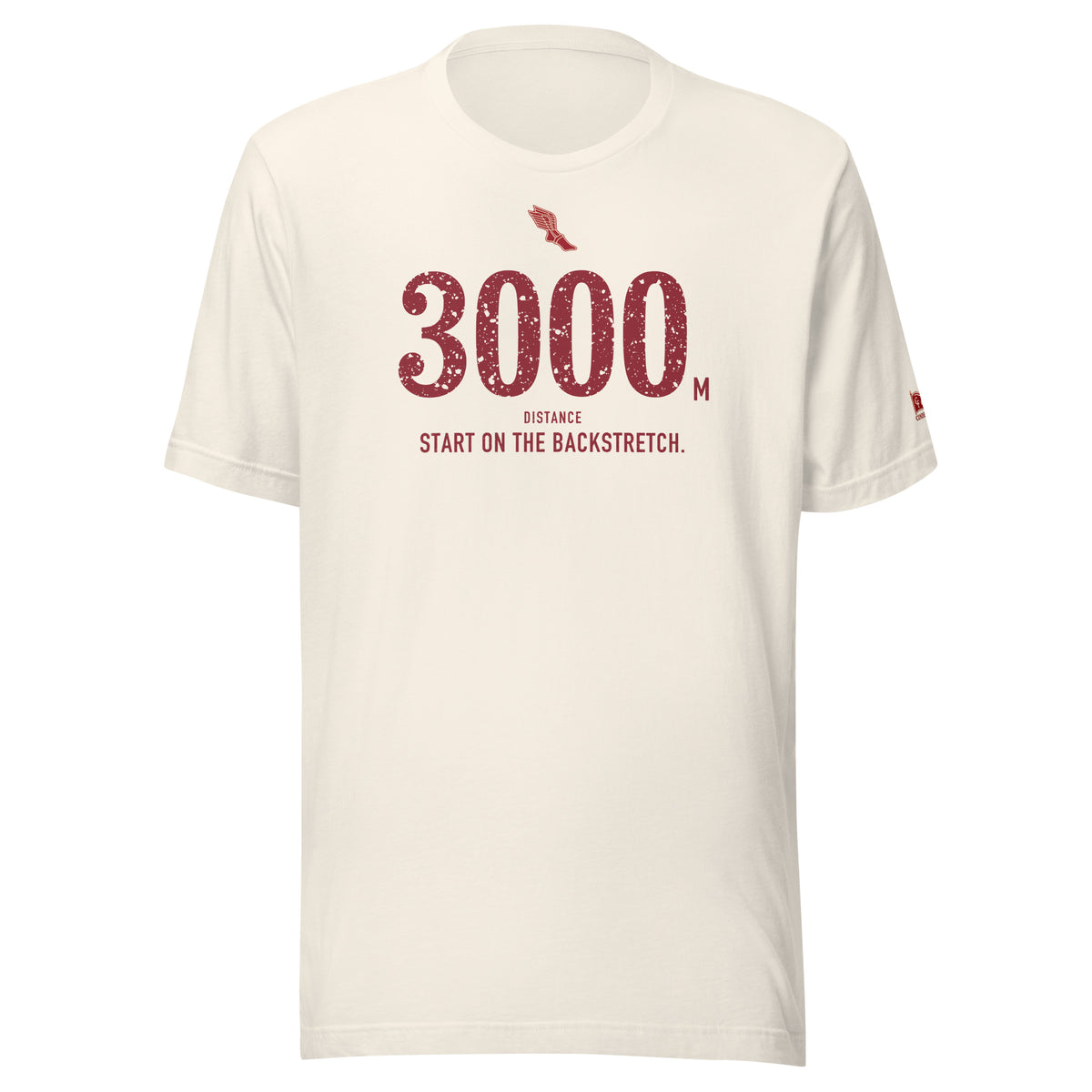 3000 m, Start on the Backstretch: Vintage White tee, front