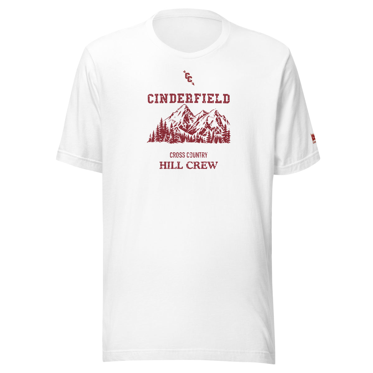 Cross Country Hill Crew: White tee, front